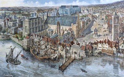 Oud Londen Gereconstrueerd: Het Paleis van Westminster rond 1530 door Peter Jackson